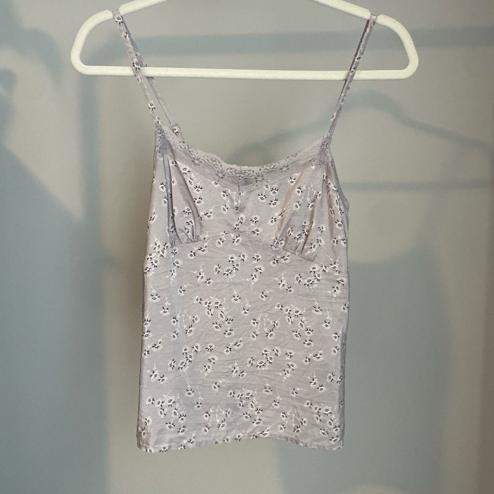 American Eagle Outfitters Lace Trim Silk Top